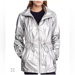 Ralph Lauren Silver Shiny Drawstring Utility Jacket